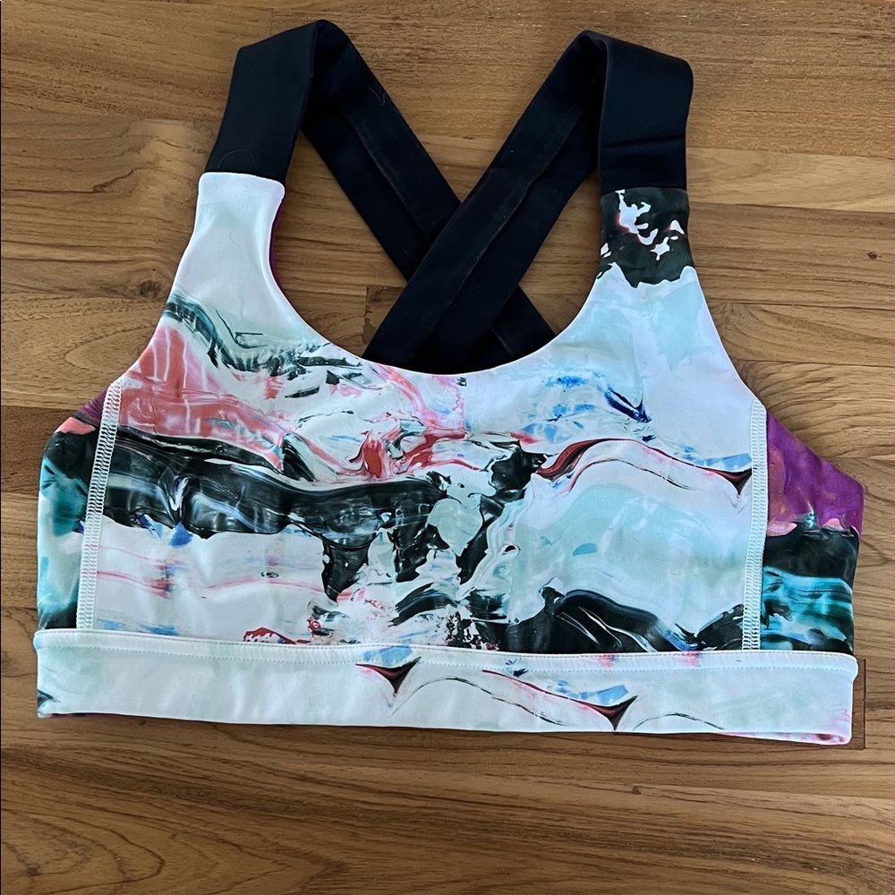 LULULEMON All Sport Bra Adjustable Luxtreme Pigment Wave Multi Black Sz 6